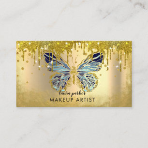 Butterfly Logo Gold Dripping Glitzer Elegant Visitenkarte