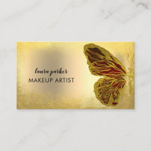 Butterfly Logo Gold Glitzer Girl Modern Business Visitenkarte