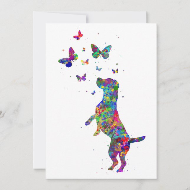 Butterfly Lover Beagle Hund spielen mit Schmetterl Save The Date (Vorderseite)