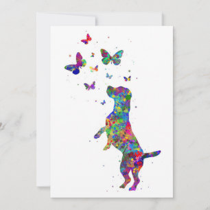 Butterfly Lover Beagle Hund spielen mit Schmetterl Save The Date