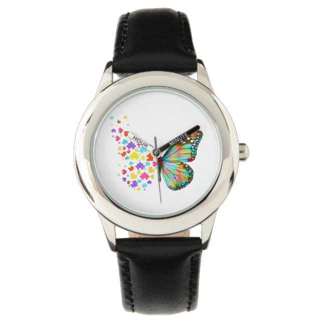 Butterfly Lover Kind beim Geburtstag zusehen, wie  Armbanduhr (Vorderseite)