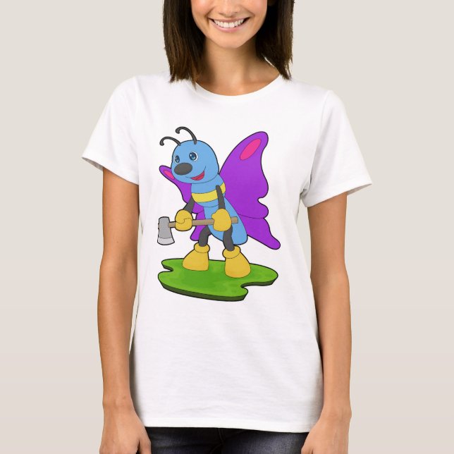 Butterfly Lumberjack Axe Forest T-Shirt (Vorderseite)