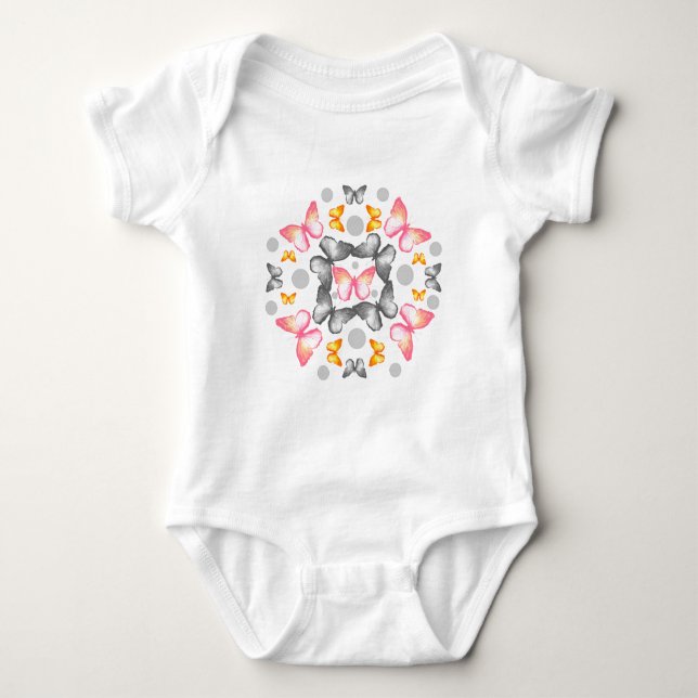 Butterfly Mandala Baby Bodysuit Strampler (Vorderseite)