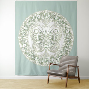 Butterfly Mandala - Band Wandteppich