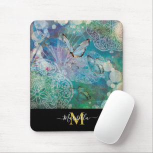 Butterfly Mandala Personalize Monogram Mouse Pad Mousepad