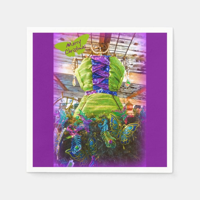 Butterfly Mannequin Kleid Form Weihnachtsbaum Serviette (Vorderseite)