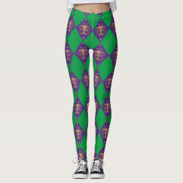 Butterfly Mardi Gras Harlequin Muster Leggings