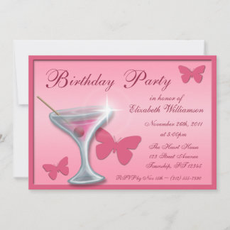 Butterfly Martini Geburtstagsparty Einladungen