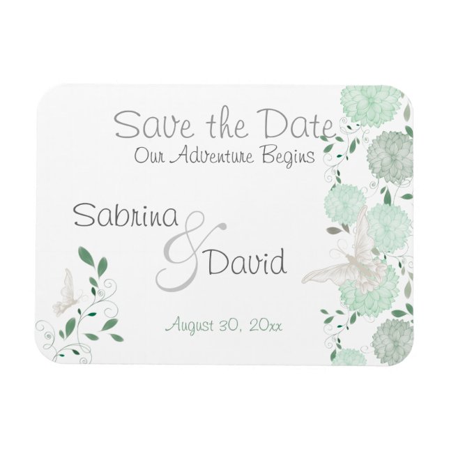 Butterfly Matcha Chrysanthemas Save the Date Magnet (Horizontal)