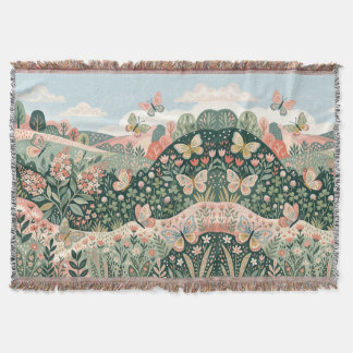 Butterfly Meadow Blanket – Folk Art Comfort Decke