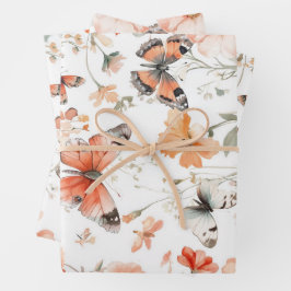 Butterfly Meadow Wasserfarbe Hübsch Geschenkpapier Set