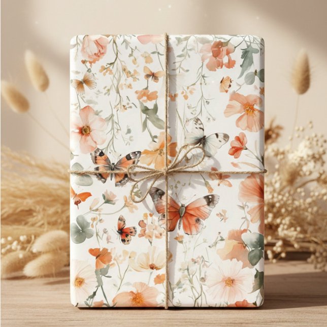 Butterfly Meadow Wasserfarbe Hübsch Geschenkpapier Set (Butterfly Meadow Watercolor Pretty Wrapping Paper Sheets
)