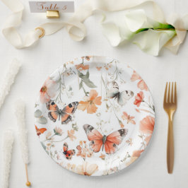Butterfly Meadow Wasserfarbe Hübsches Brautparty Pappteller