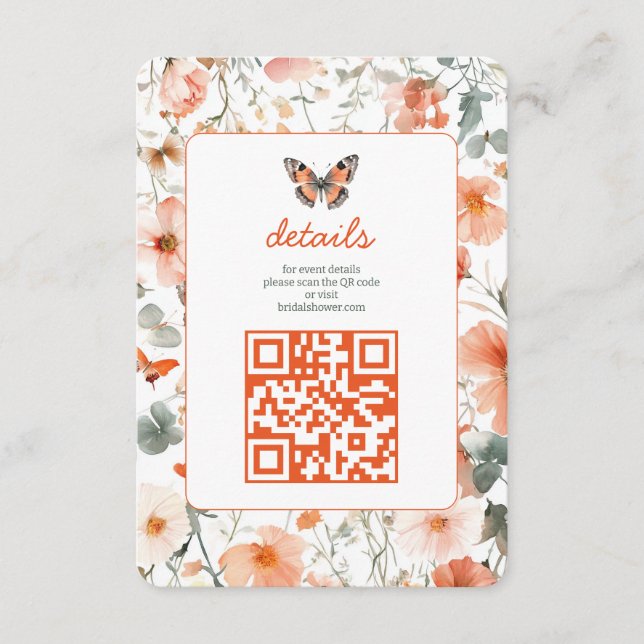 Butterfly Meadow Watercolor Brautparty CUSTOM Begleitkarte (Vorderseite)