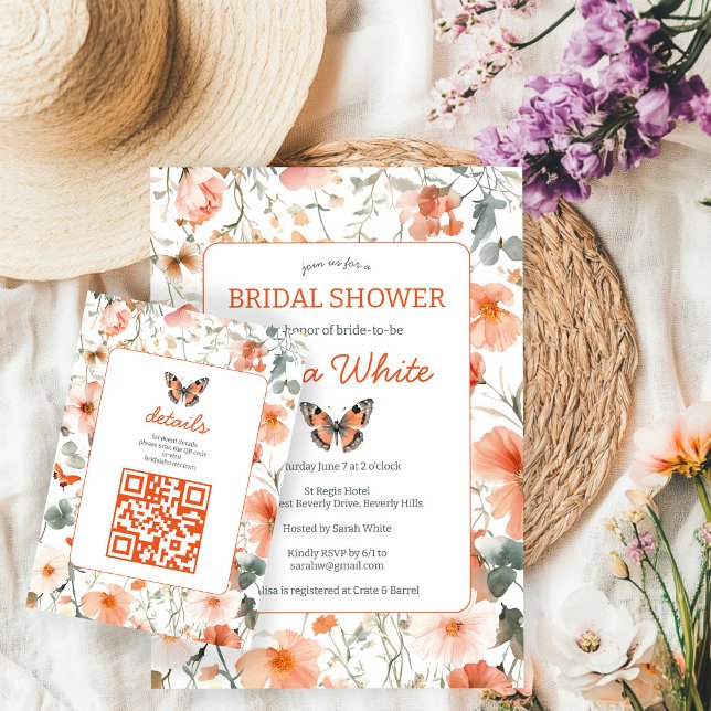 Butterfly Meadow Watercolor Brautparty CUSTOM Begleitkarte (Butterfly Meadow Watercolor Bridal Shower CUSTOM Enclosure Card
)