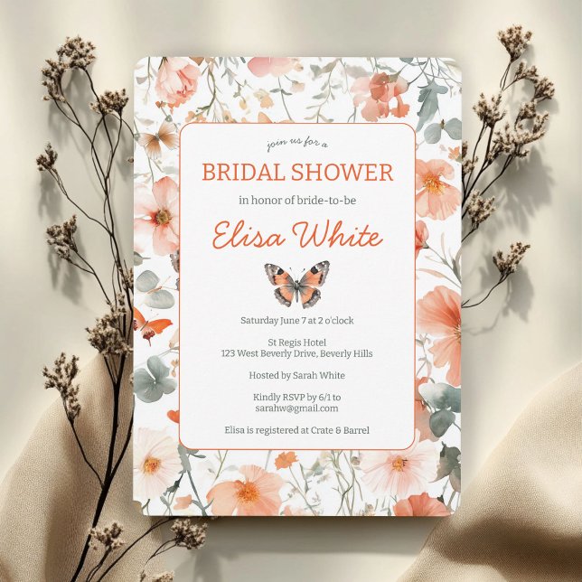 Butterfly Meadow Watercolor Brautparty CUSTOM Einladung (Butterfly Meadow Watercolor Bridal Shower CUSTOM Invitation
)