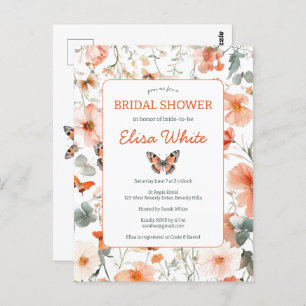 Butterfly Meadow Watercolor Brautparty Party Postkarte