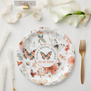Butterfly Meadow Watercolor CUSTOM Brautparty Pappteller