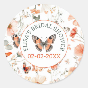 Butterfly Meadow Watercolor CUSTOM Brautparty Runder Aufkleber