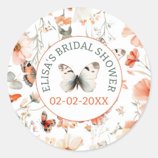 Butterfly Meadow Watercolor CUSTOM Brautparty Runder Aufkleber