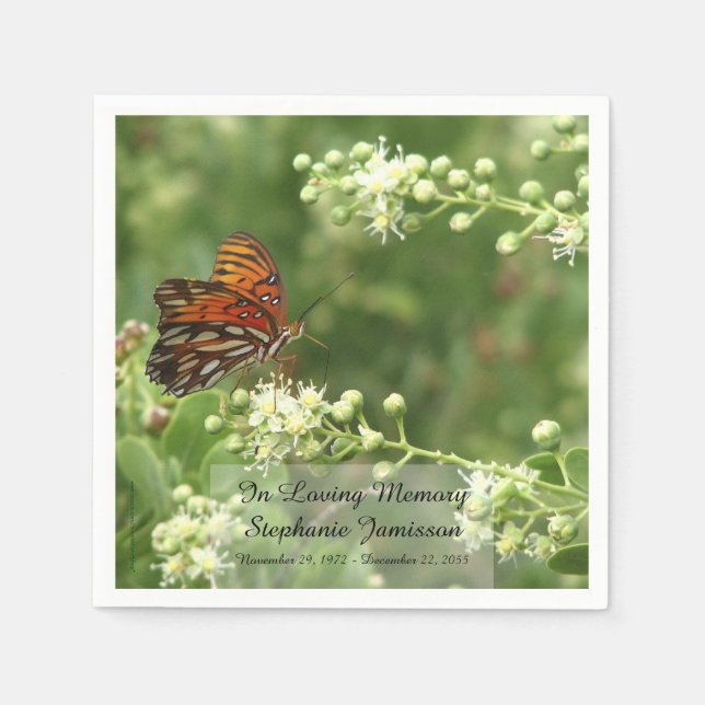 Butterfly, Memorial Service Paper Napkins Serviette (Vorderseite)
