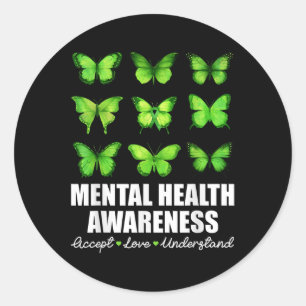 Butterfly Mental Health Awareness Accept Liebe Une Runder Aufkleber