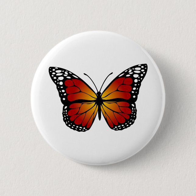 Butterfly Monarch Abstrakt Artistic Line Art Button (Vorderseite)