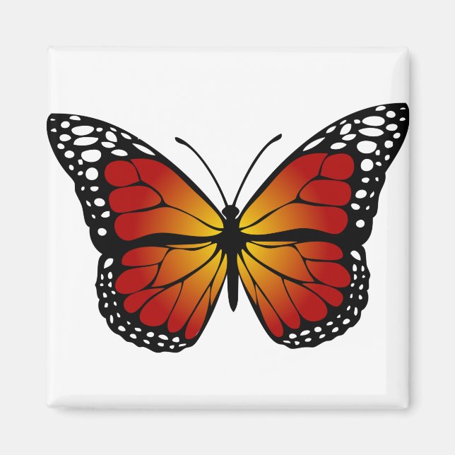 Butterfly Monarch Abstrakt Artistic Line Art Magnet (Vorne)