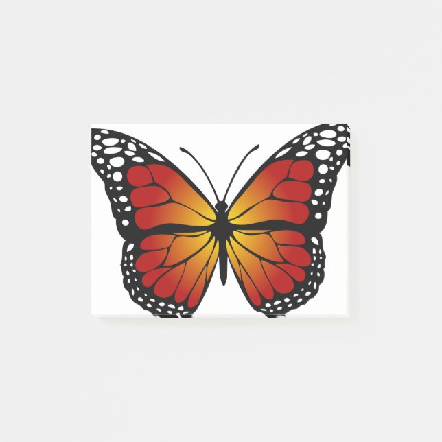 Butterfly Monarch Abstrakt Artistic Line Art Post-it Klebezettel (Vorderseite)