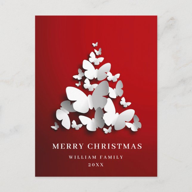 Butterfly Monarch Weihnachtsbaum Grußurlaub Postkarte (Vorderseite)