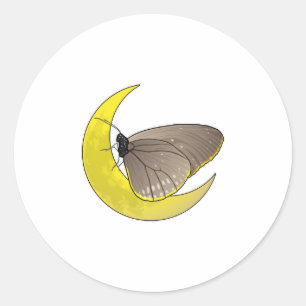 Butterfly Moon Runder Aufkleber