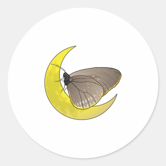 Butterfly Moon Runder Aufkleber (Vorderseite)