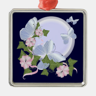 Butterfly Moon Silbernes Ornament