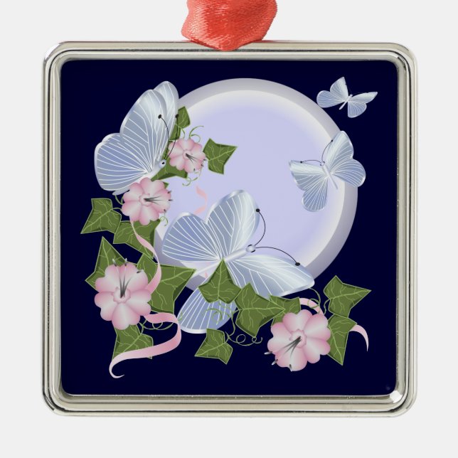 Butterfly Moon Silbernes Ornament (Vorne)