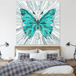 Butterfly Mosaic - Emerald Green und Grau Leinwanddruck