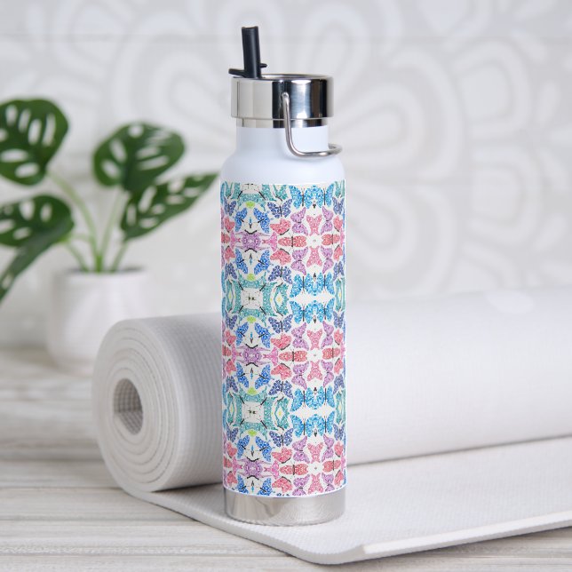 Butterfly Mosaic Water Bottle Trinkflasche (Yoga (gedreht)