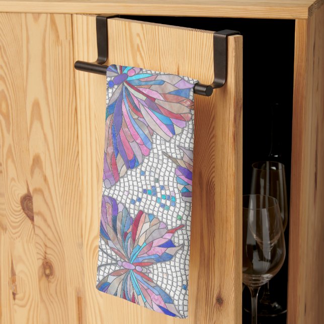 Butterfly-Mosaikmuster - Pastelltöne Geschirrtuch (Drittel gefaltet)