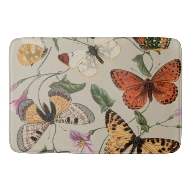 Butterfly Moth Nature Collection Zeichnend Badematte (Vorderseite)