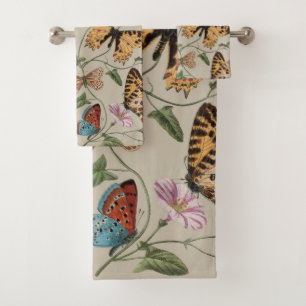 Butterfly Moth Nature Collection Zeichnend Badhandtuch Set