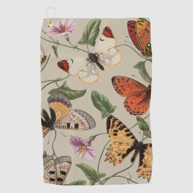 Butterfly Moth Nature Collection Zeichnend Golfhandtuch (Vorderseite)