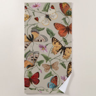 Butterfly Moth Nature Collection Zeichnend Strandtuch