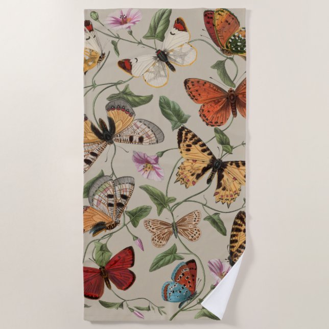 Butterfly Moth Nature Collection Zeichnend Strandtuch (Vorderseite)
