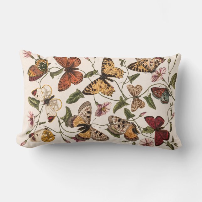 Butterfly &Moth von Paul Gervais Throw Pillow Lendenkissen (Vorderseite)