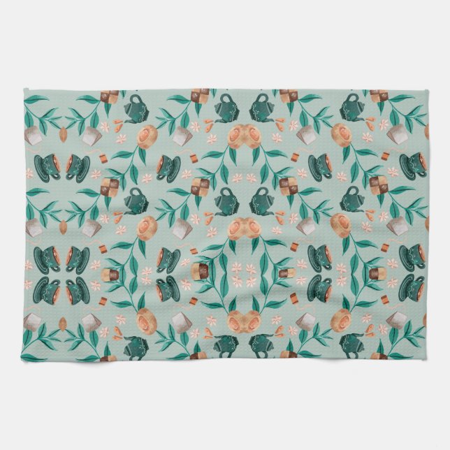 Butterfly motifs on a light background geschirrtuch (Horizontal)