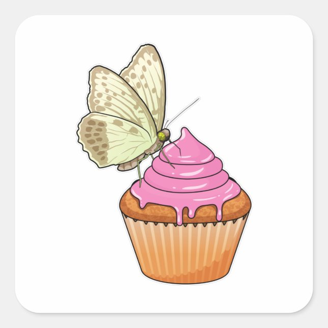 Butterfly Muffin Quadratischer Aufkleber (Vorderseite)