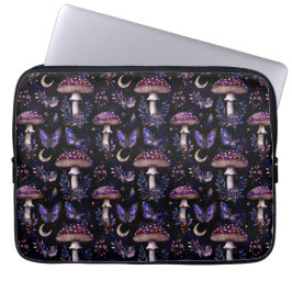 Butterfly Mushroom Floral Dark Whimsical Pattern Laptopschutzhülle