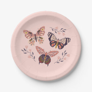 Butterfly-Muster Geburtstagspapier-Teller Pappteller