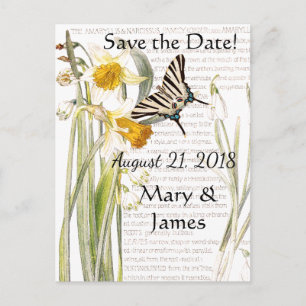 Butterfly Narissus Blume Save the Date Postkarte
