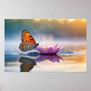 Butterfly Nature Colorful Wildlife Serene Blume Poster