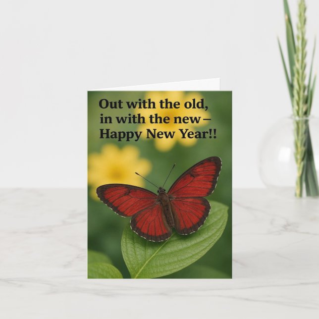 Butterfly New Year card Feiertagskarte (Vorderseite)
